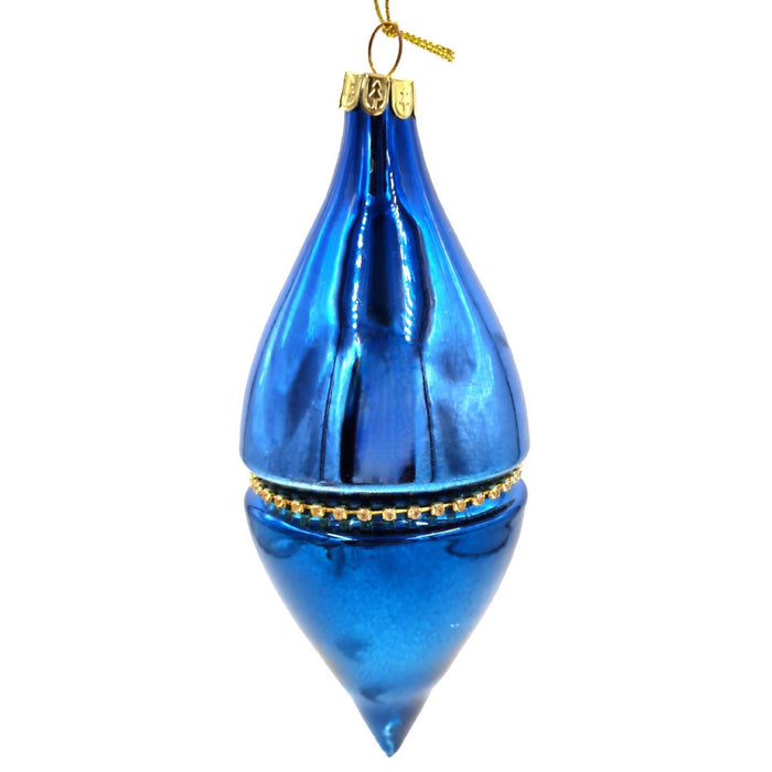 Glass Shiny Blue Drop Diamond Bauble