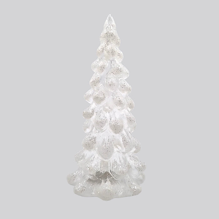 Small Glass Clear Table Tree with Snow