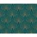 Gold geometric pattern on teal background wallpaper with a textured matt finish