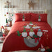 Christmas gonks print on a red duvet set