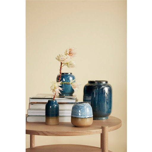 Hubsch ceramic blue / sand vase