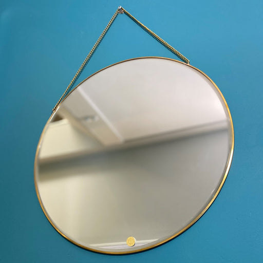 HUBSCH Brass Round Wall Mirror with Chain