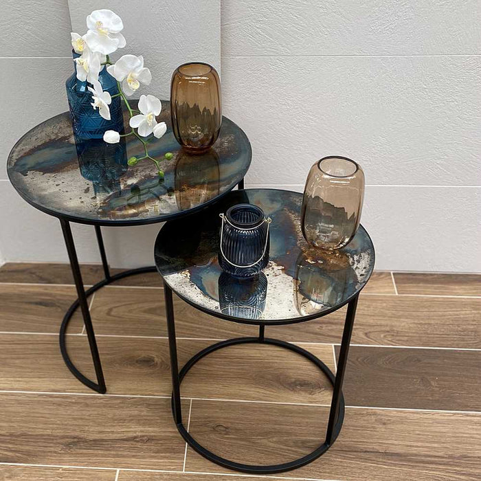 Set of 2 HUBSCH Brown Glass Vases on table