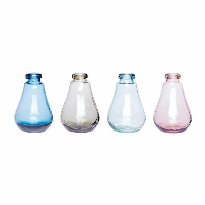 HUBSCH delicate decorative set of 4 glass vases, rose /clear / blue / grey