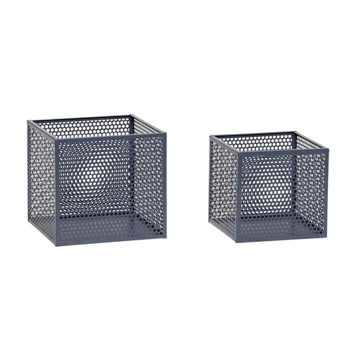 Set of 2 grey metal storage boxes