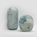 HUBSCH set of 2 glass marble art white and blue vases