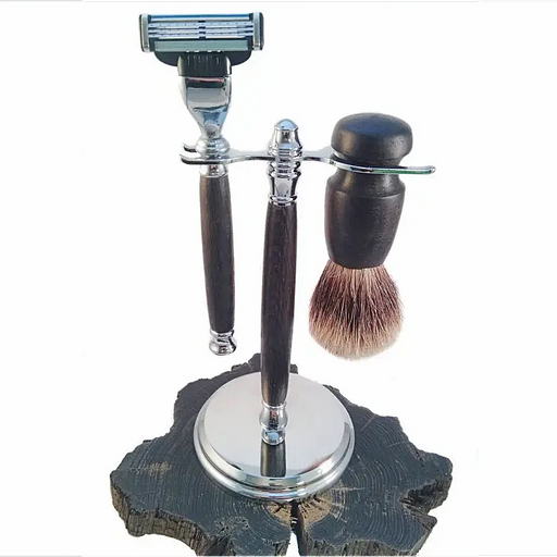 Handmade Irish Bog Oak Gillette Mach 3 Wet Shaving Kit