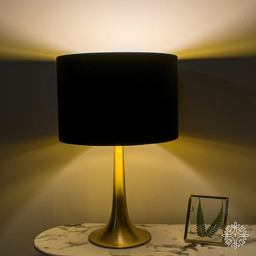 Helena Flared Gold Table Lamp with Black Shade
