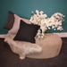 Pouffe with Helsinki linen and black smart scandinavian inspired plain faux linen cushions with piping