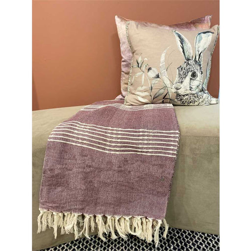 A cotton red and off white large throw by Hübsch