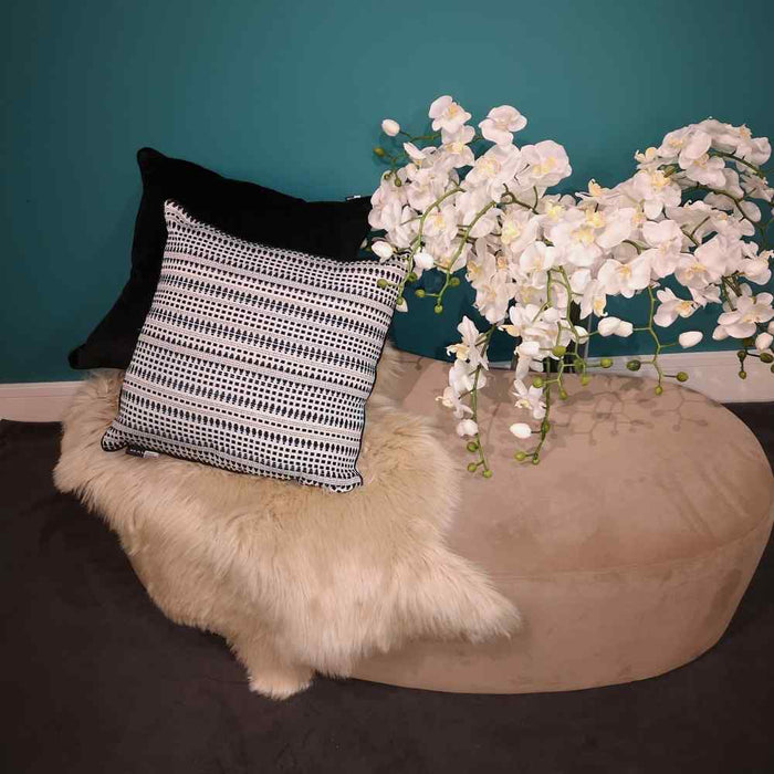 Pouffe with Illusion linear textured monochrome cushion