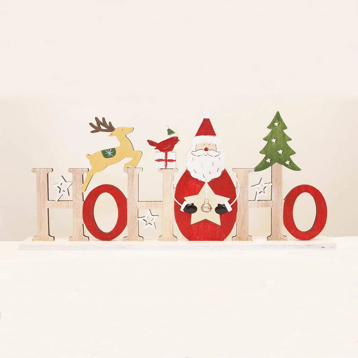 Wooden "HOHOHO" text Christmas decoration ornament
