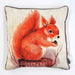 A hand painted Squirrel printed on a faux linen cushion