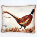 A classic velvet print cushion with a painted pheasant illustration