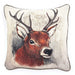A hand painted Stag printed on a linen base cushion