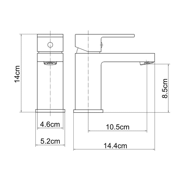 Kiota Kerio mono basin mixer bathroom tap dimensions