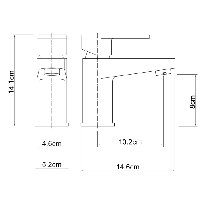 Kiota Tana mono basin mixer bathroom tap dimensions