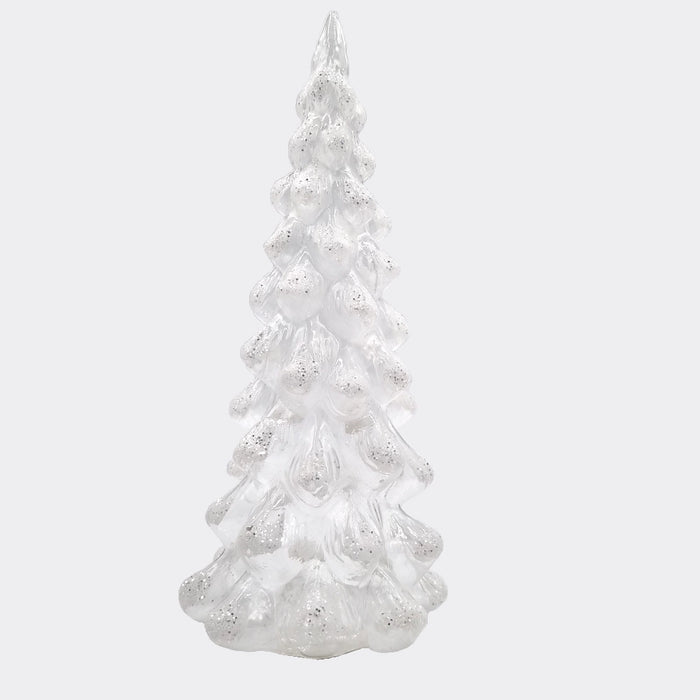 Large Glass Clear Table Tree with Snow