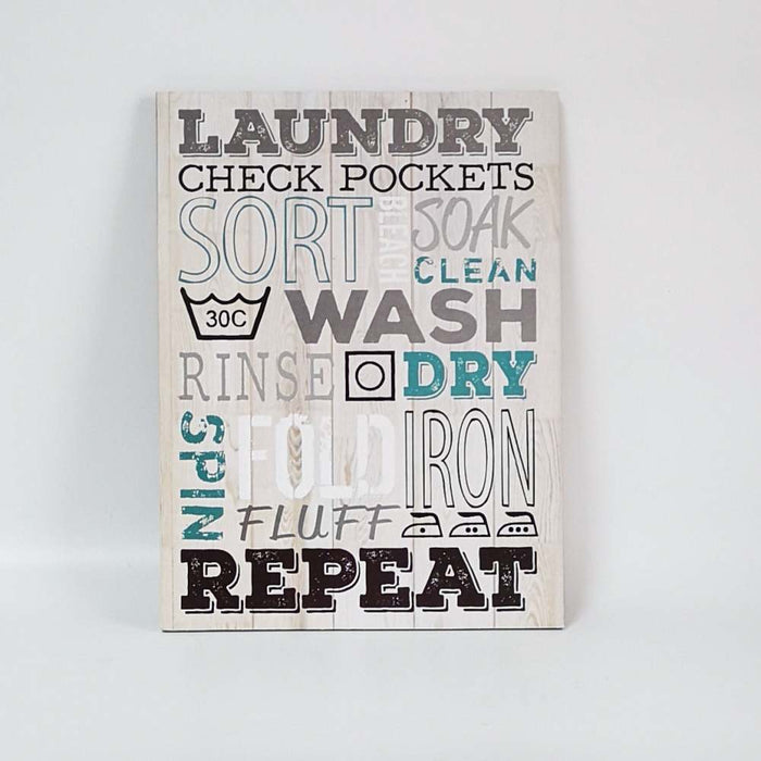 Laundry checklist, decorative timber wall plaque