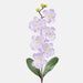 Lilac orchid twig with a large satiny crafted flowers and dark green leaves