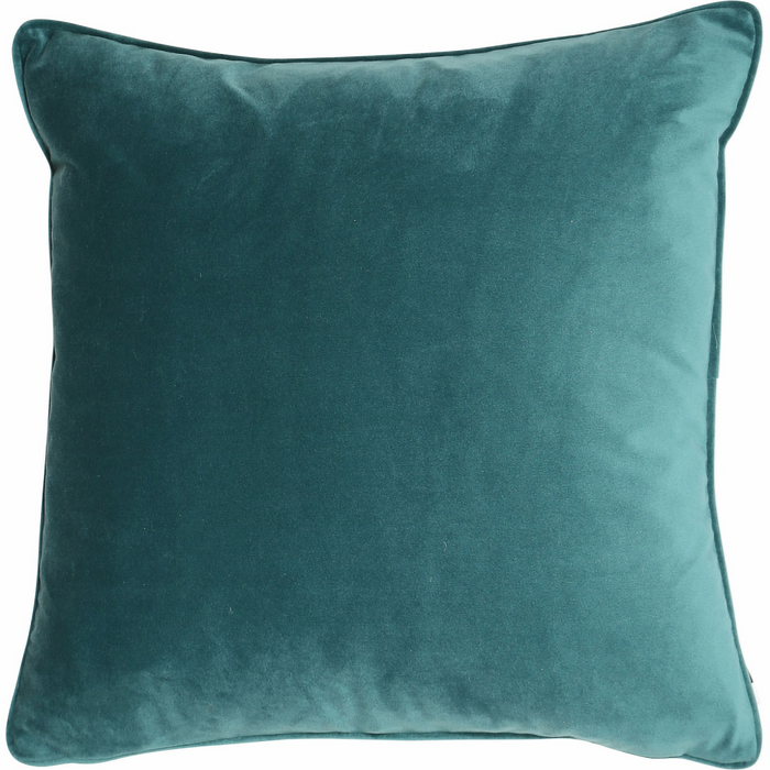 Luxe jade soft matte velvet square cushion with piped-edge detailing