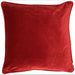 Luxe feather large bloodred velvet square cushion with piped-edge detailing