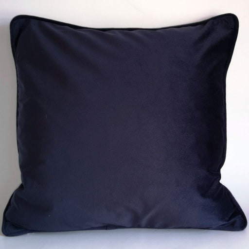 Luxe feather large navy velvet square cushion with piped-edge detailing
