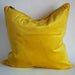 Luxe feather mustard soft matte velvet square cushion with piped-edge detailing