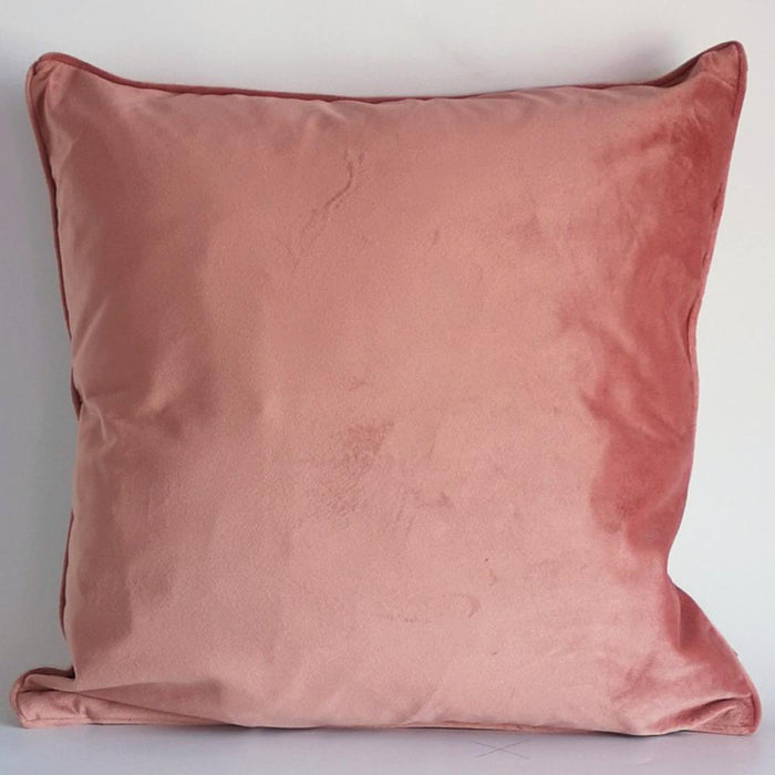 Luxe feather putty soft matte velvet square cushion with piped-edge detailing