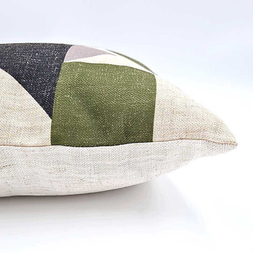Bauhaus inspired green and earth toned Manhattan Olive Cushion