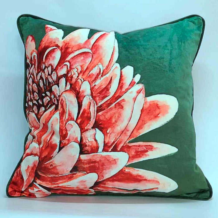Juniper Miriam colourful velvet print cushion with a bold floral