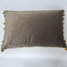 Nappa reversible grey-mustard matte velvet rectangle cushion, with tassel edges