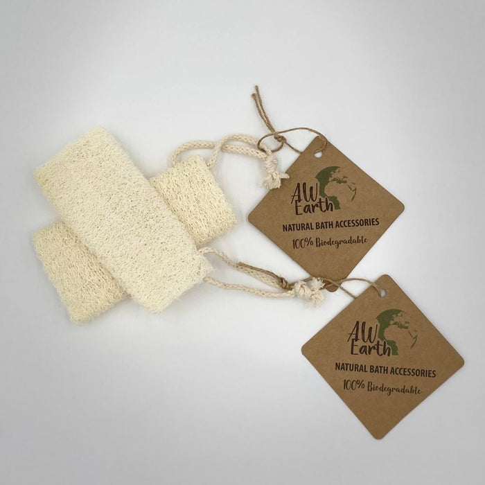 Two Natural Loofah Scrub on Ropes