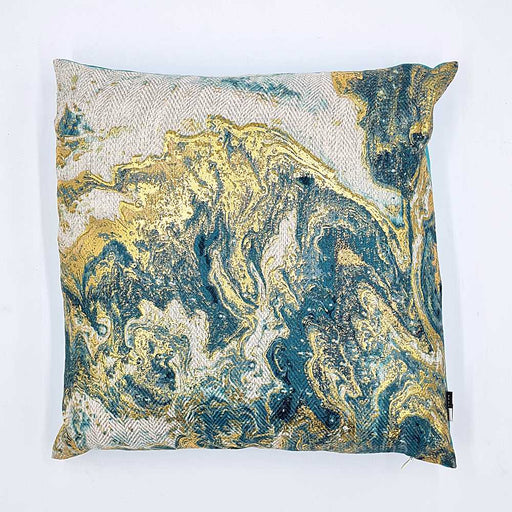 Teal and gold ocean cushion
