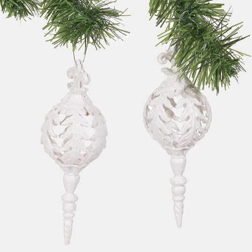 Openwork Christmas Bauble White Set of 2