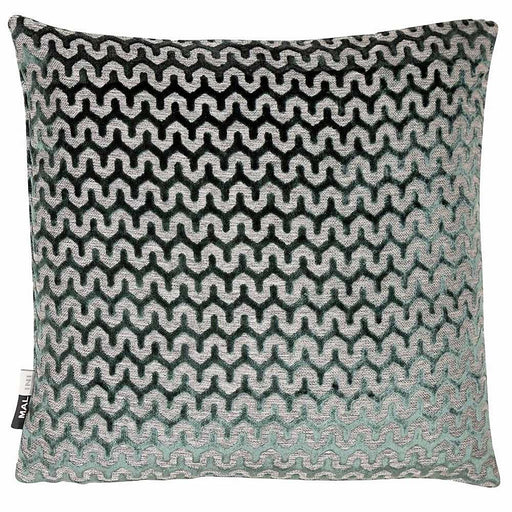 Tactile cut velvet oslo pinegreen cushion with a ripple wave pattern