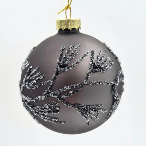 Pearlescent purple grey Christmas tree bauble with beads