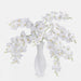 Artificial white orchid flowers on green stems with green buds
