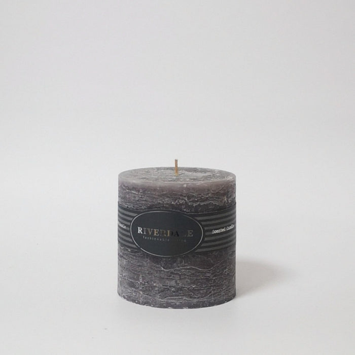 RIVERDALE Cool Grey Pillar Scented Candle. White Chocolate Fragrance