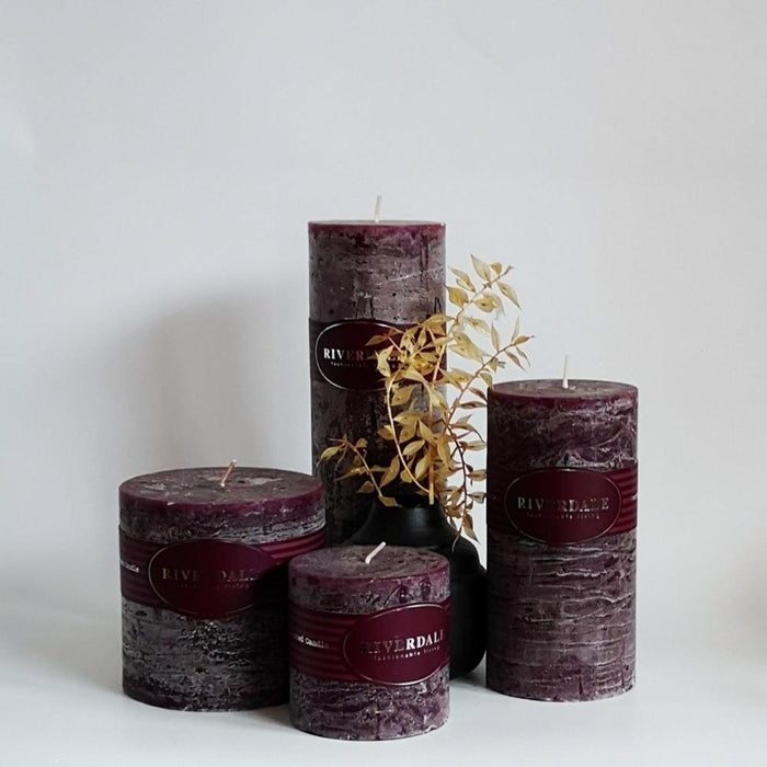 RIVERDALE Dark Burgundy Scented Candles. Sandalwood and Rose Fragrance