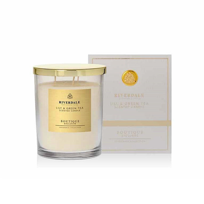 RIVERDALE Lily & Green Tea Boutique Exclusive Grey Candle