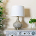 Rayna Marbled Glass Table Lamp with White Fabric Shade
