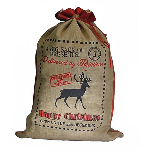 Delivered By Reindeer jute Santa sack