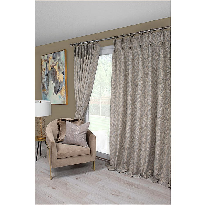 Scatter Box Sika Natural Pinch Pleat Curtains in a living room