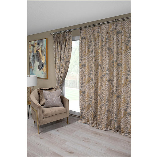 Scatter Box Zahara Natural Pinch Pleat Curtains in a living room