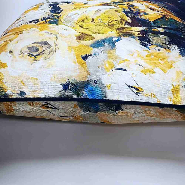 Scatter Box Gigi floral print cushion in Blue and mustard