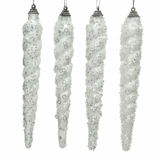 Sequin & Glitter Icicles Christmas Decorations