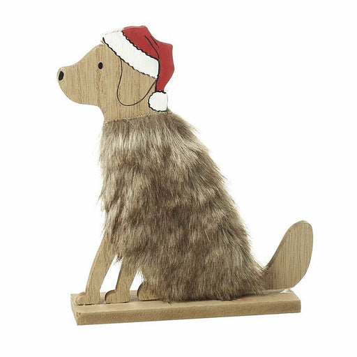 Siting Dog with Fur and Hat Ornament