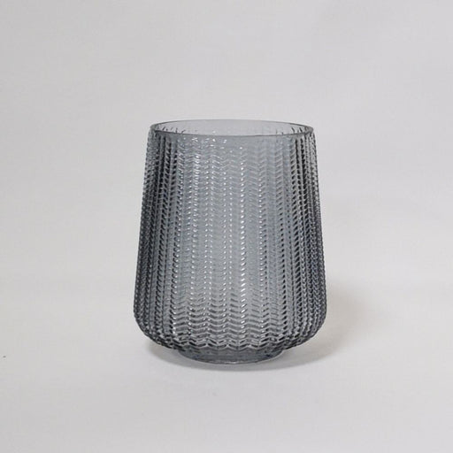 Smoked grey glass candle holder-vase