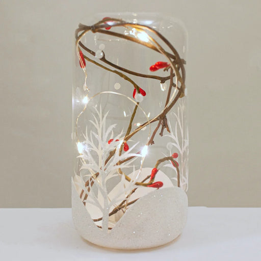 Snow Scene Large Tealight Holder with Light